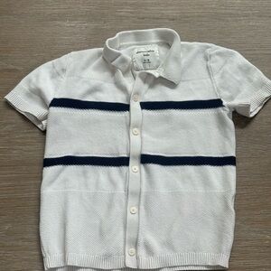 Abercrombie Kids White and Navy Striped Button Down Shirt